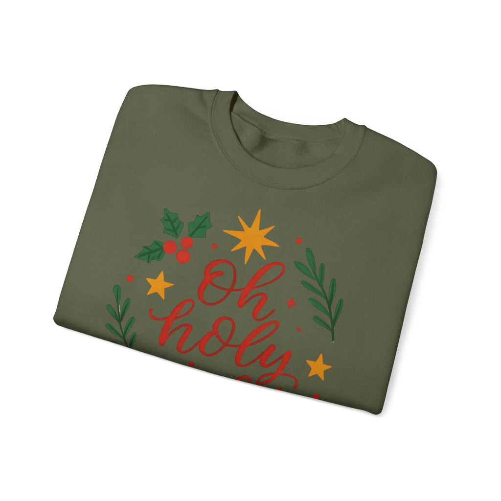 Oh Holy Night Sweatshirt — Christmas Wreath Holiday Crewneck