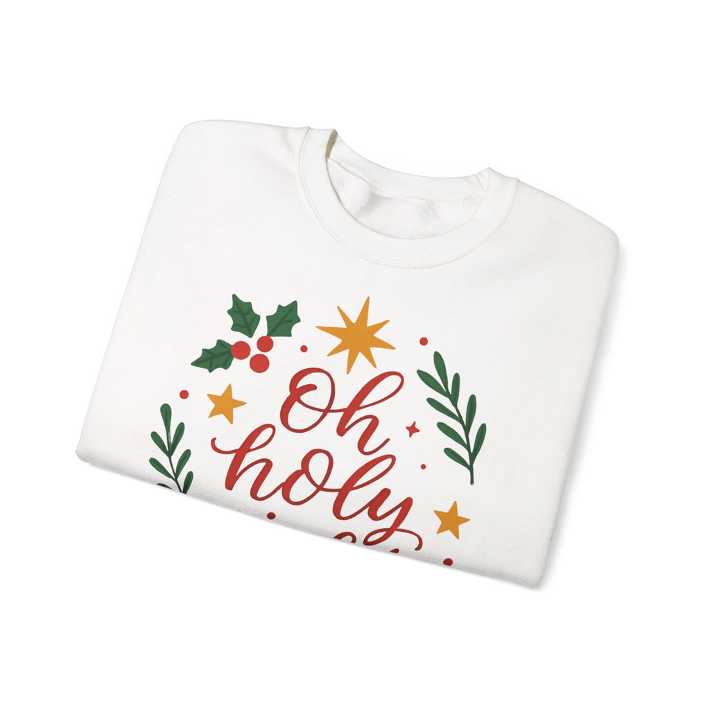 Oh Holy Night Sweatshirt — Christmas Wreath Holiday Crewneck