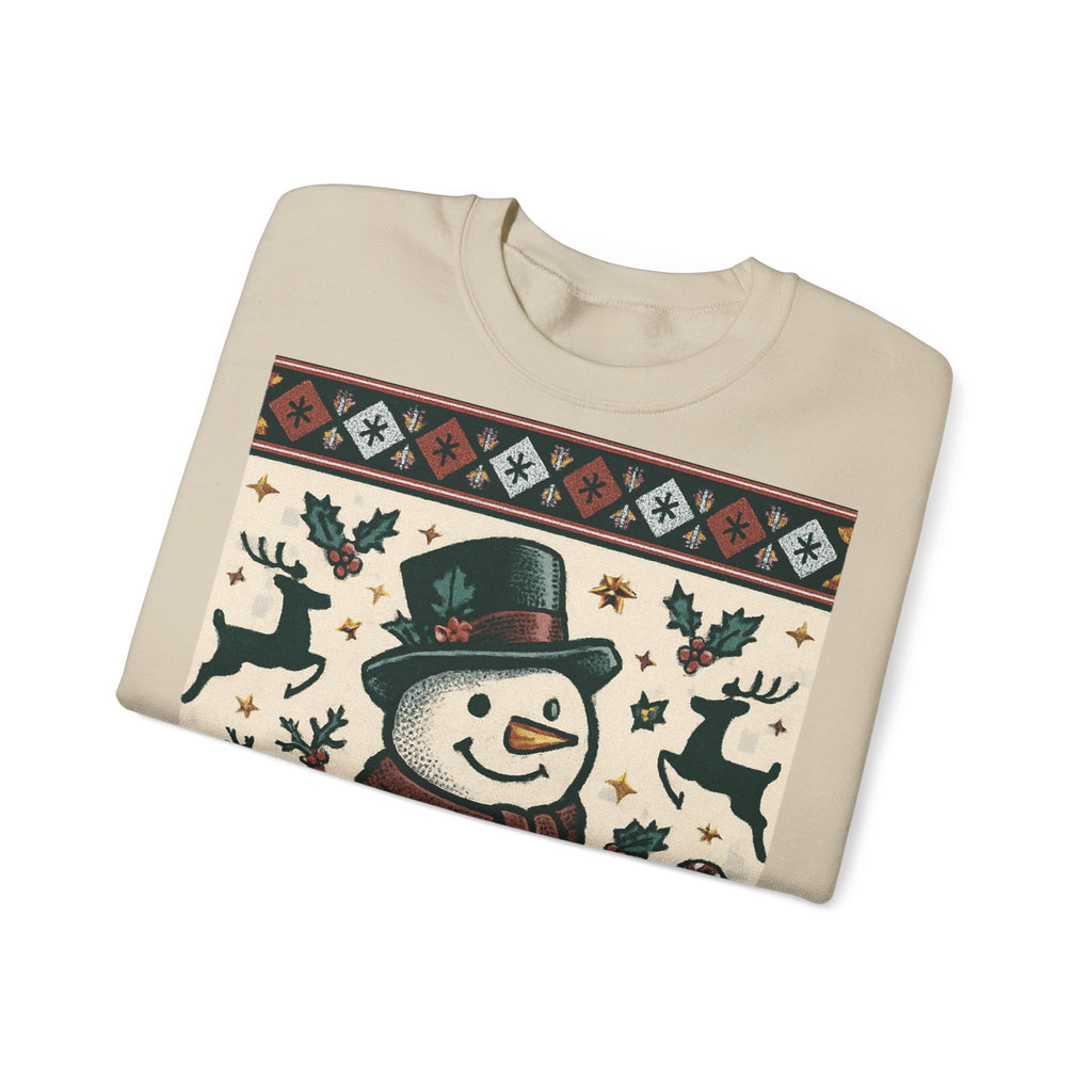 Snowman Christmas Sweatshirt — Festive Holiday Reindeer & Snowflake Crewneck