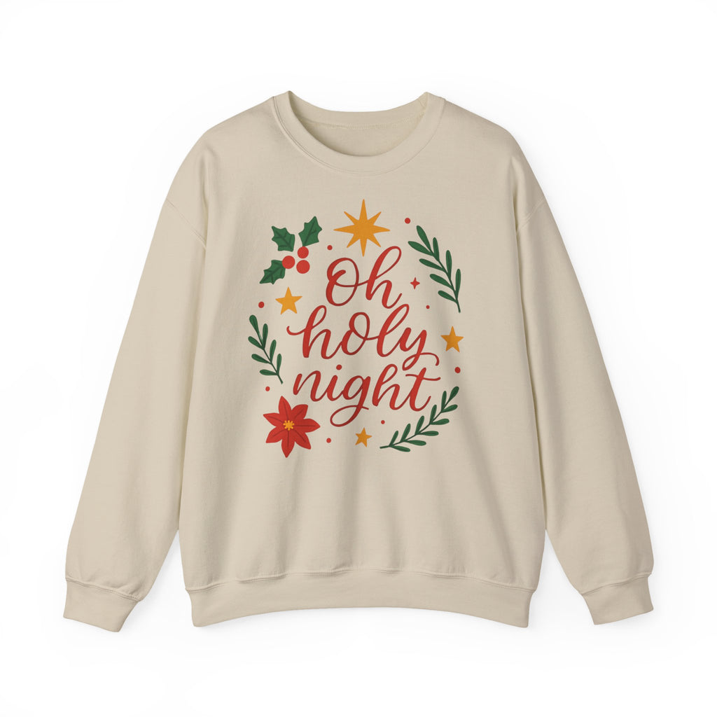 Oh Holy Night Sweatshirt — Christmas Wreath Holiday Crewneck