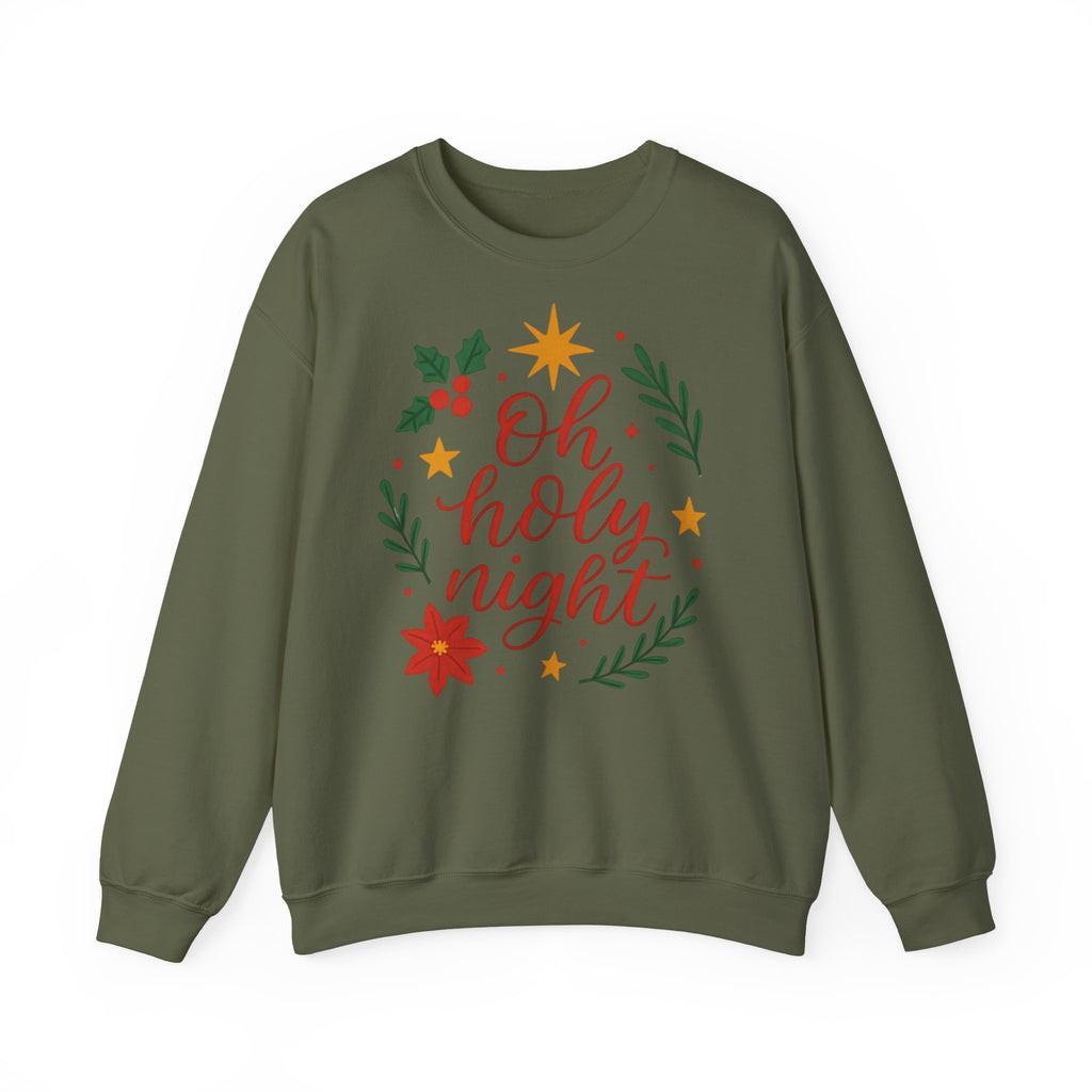 Oh Holy Night Sweatshirt — Christmas Wreath Holiday Crewneck