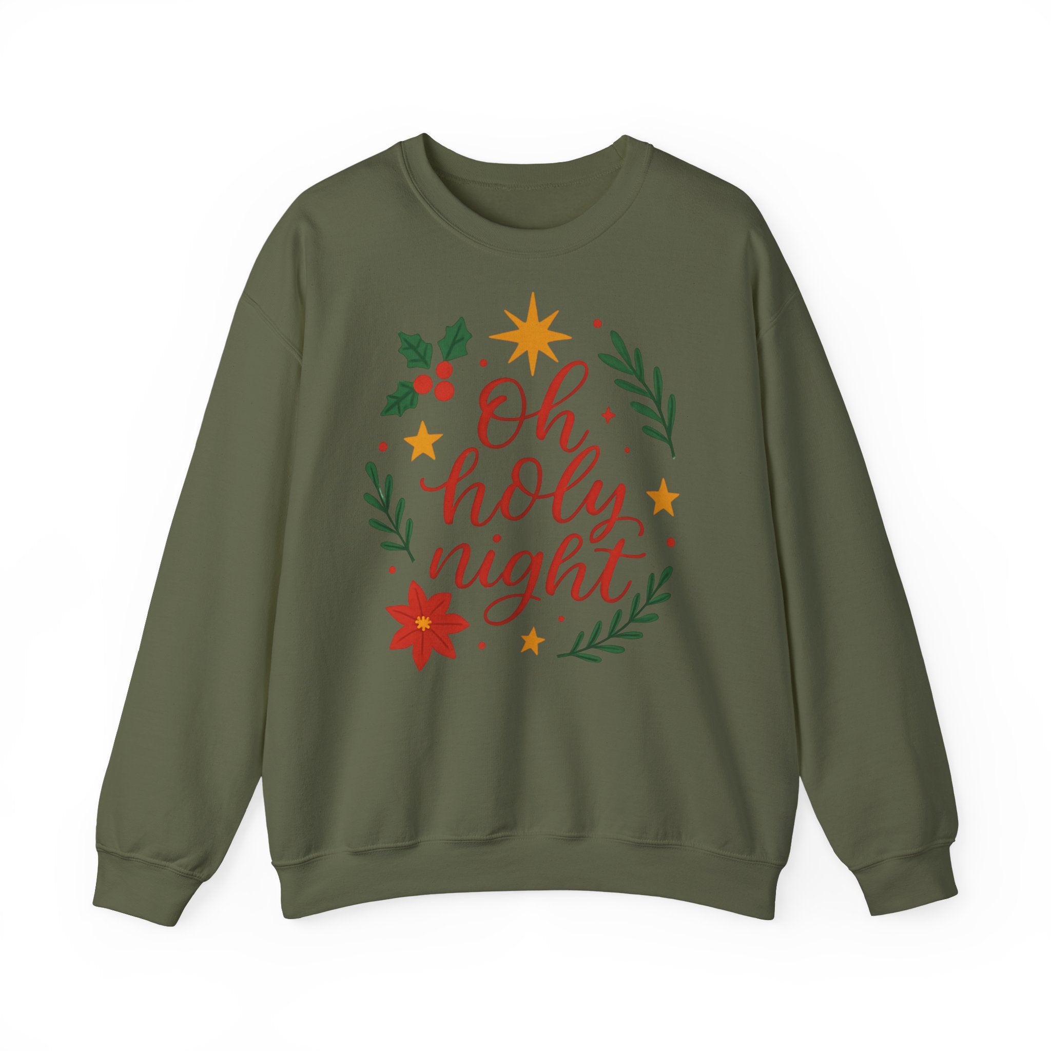 Oh Holy Night Sweatshirt — Christmas Wreath Holiday Crewneck