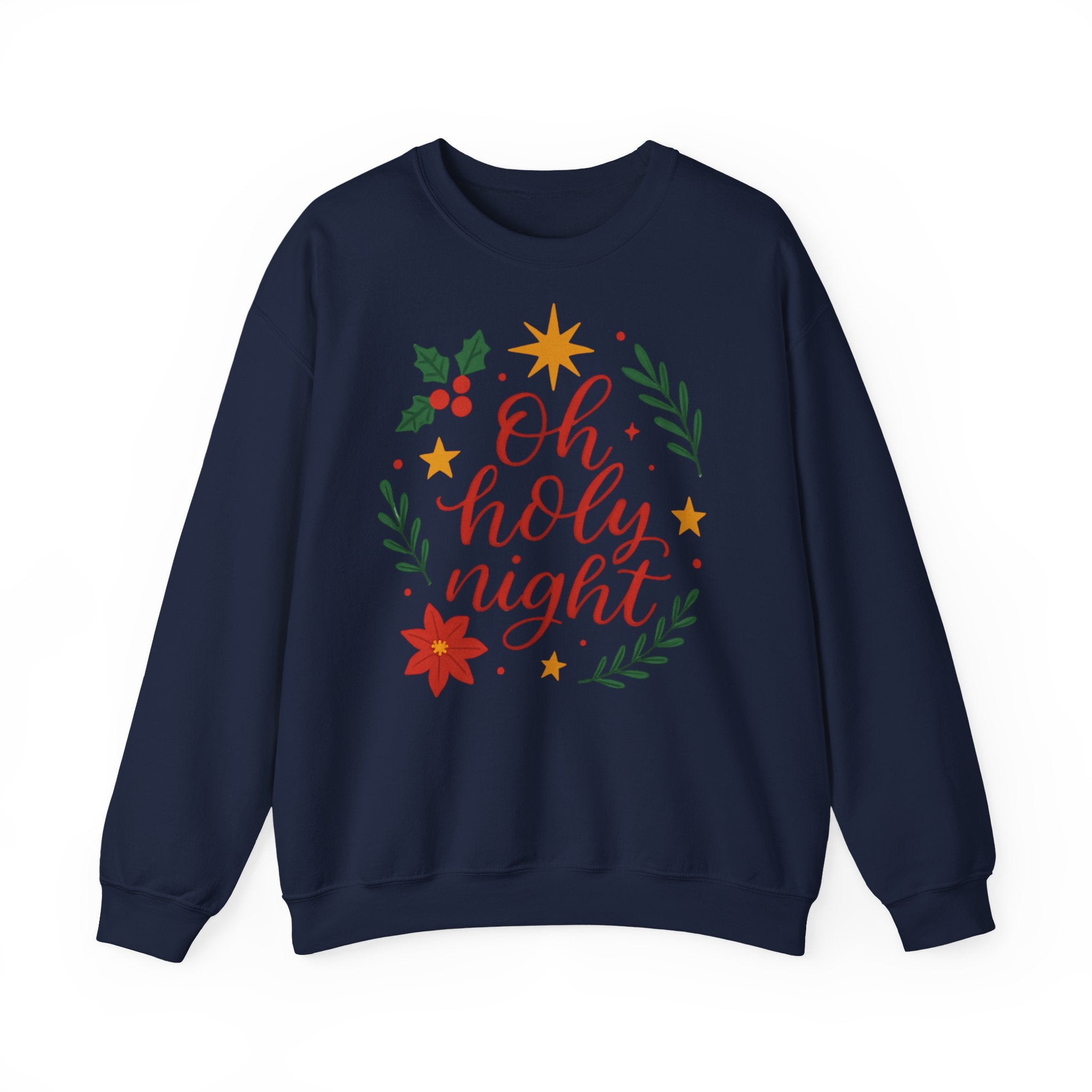 Oh Holy Night Sweatshirt — Christmas Wreath Holiday Crewneck