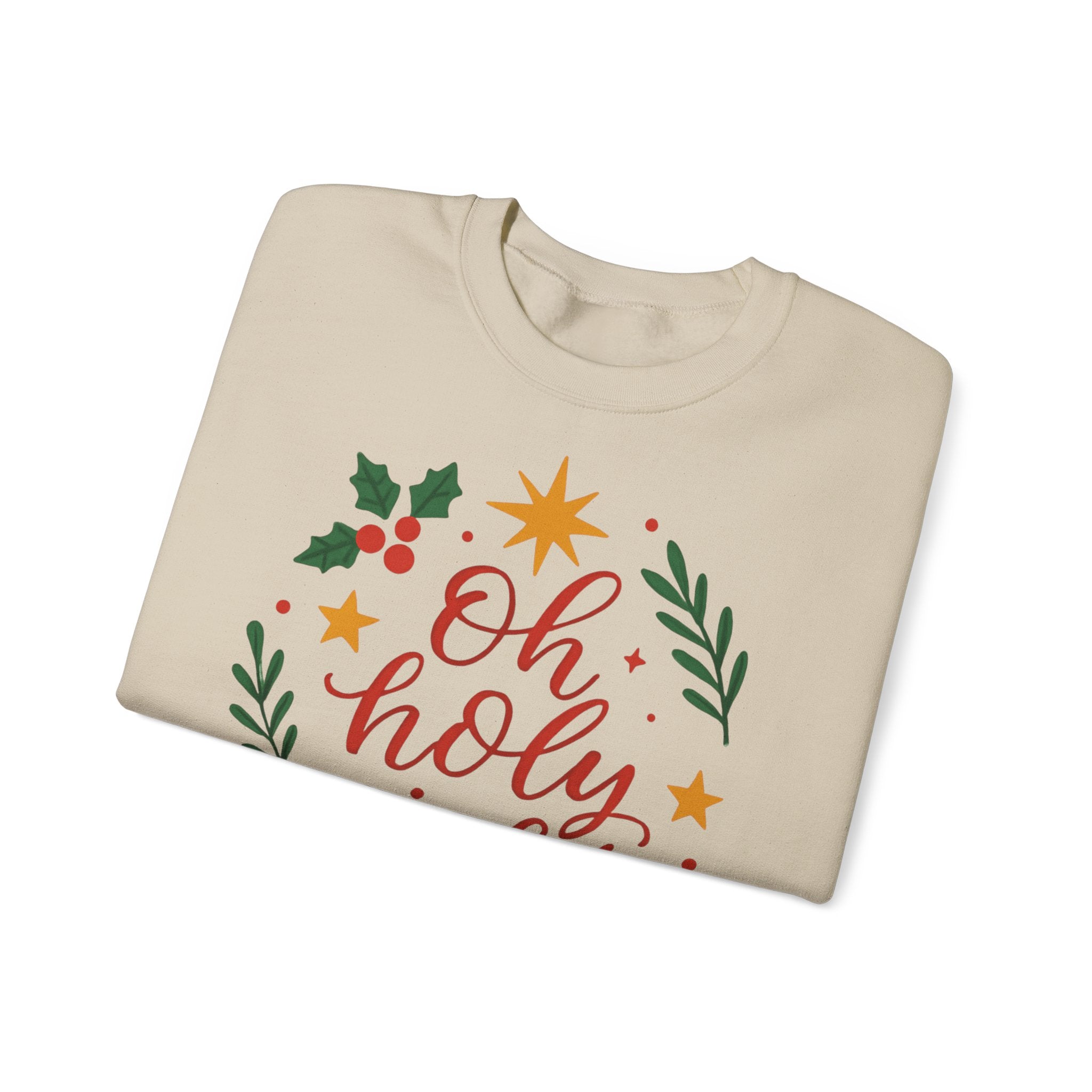 Oh Holy Night Sweatshirt — Christmas Wreath Holiday Crewneck