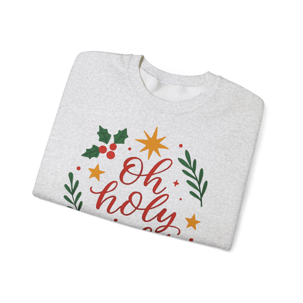 Oh Holy Night Sweatshirt — Christmas Wreath Holiday Crewneck