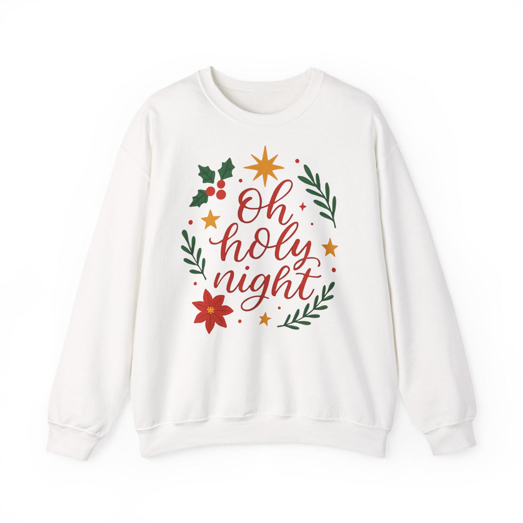 Oh Holy Night Sweatshirt — Christmas Wreath Holiday Crewneck