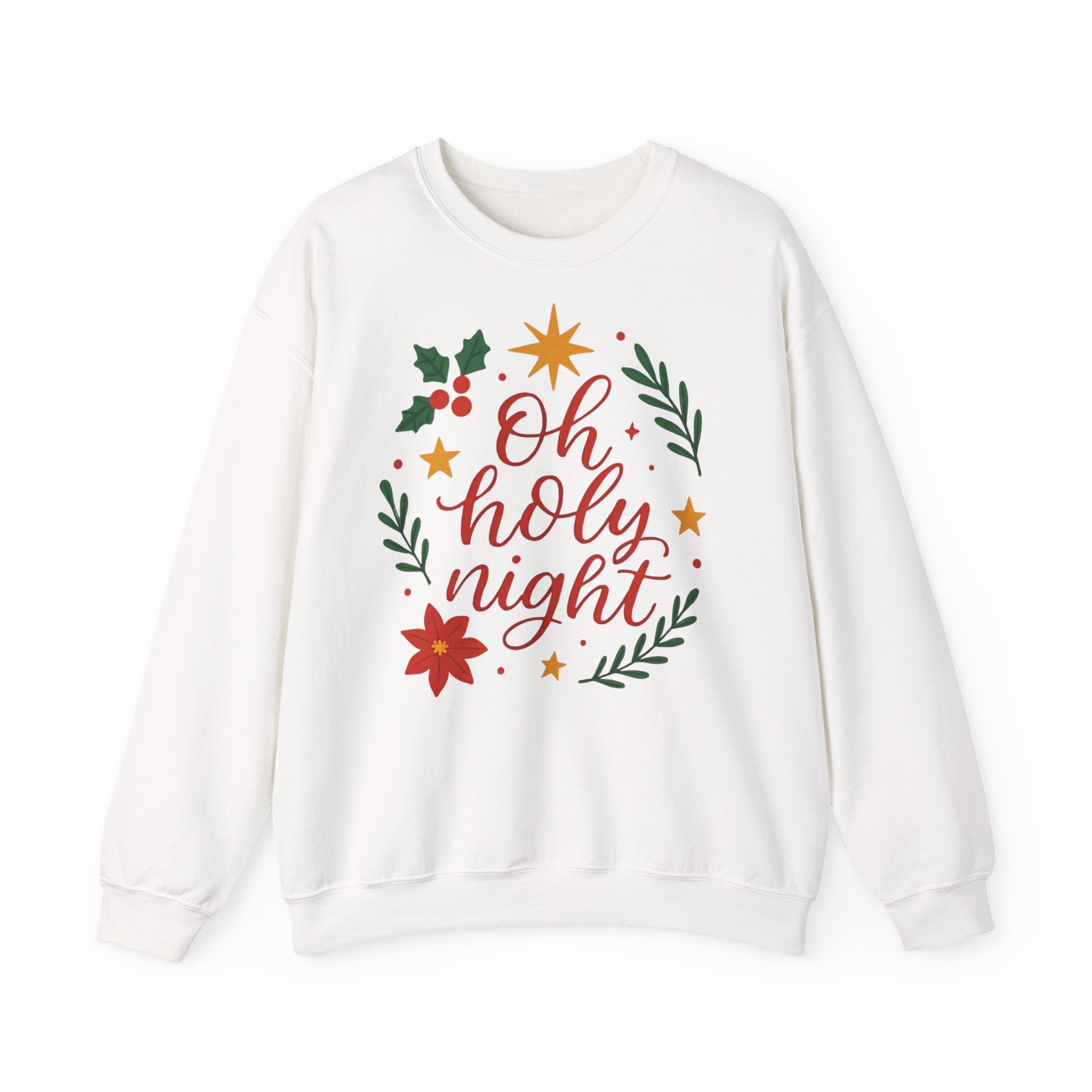 Oh Holy Night Sweatshirt — Christmas Wreath Holiday Crewneck