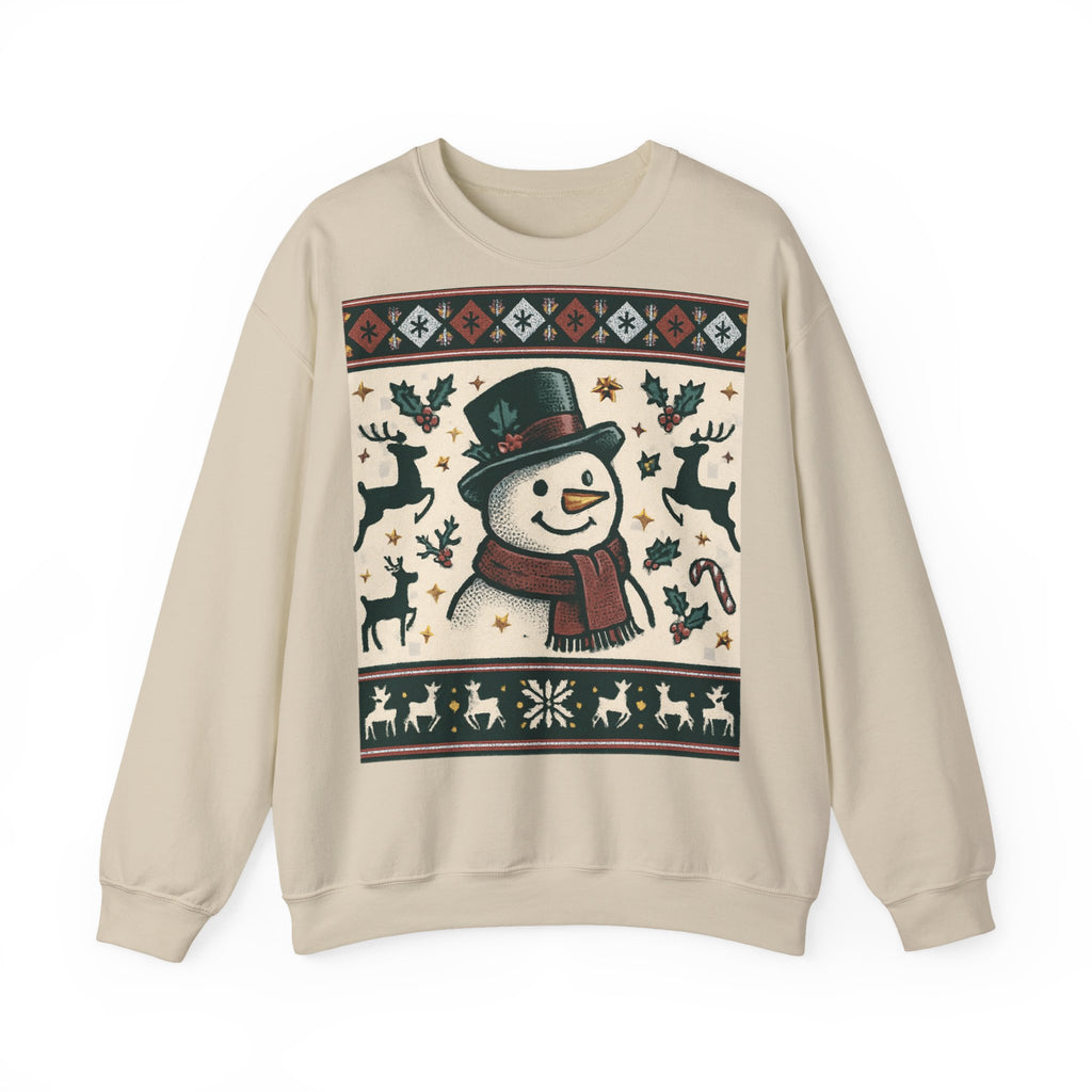 Snowman Christmas Sweatshirt — Festive Holiday Reindeer & Snowflake Crewneck