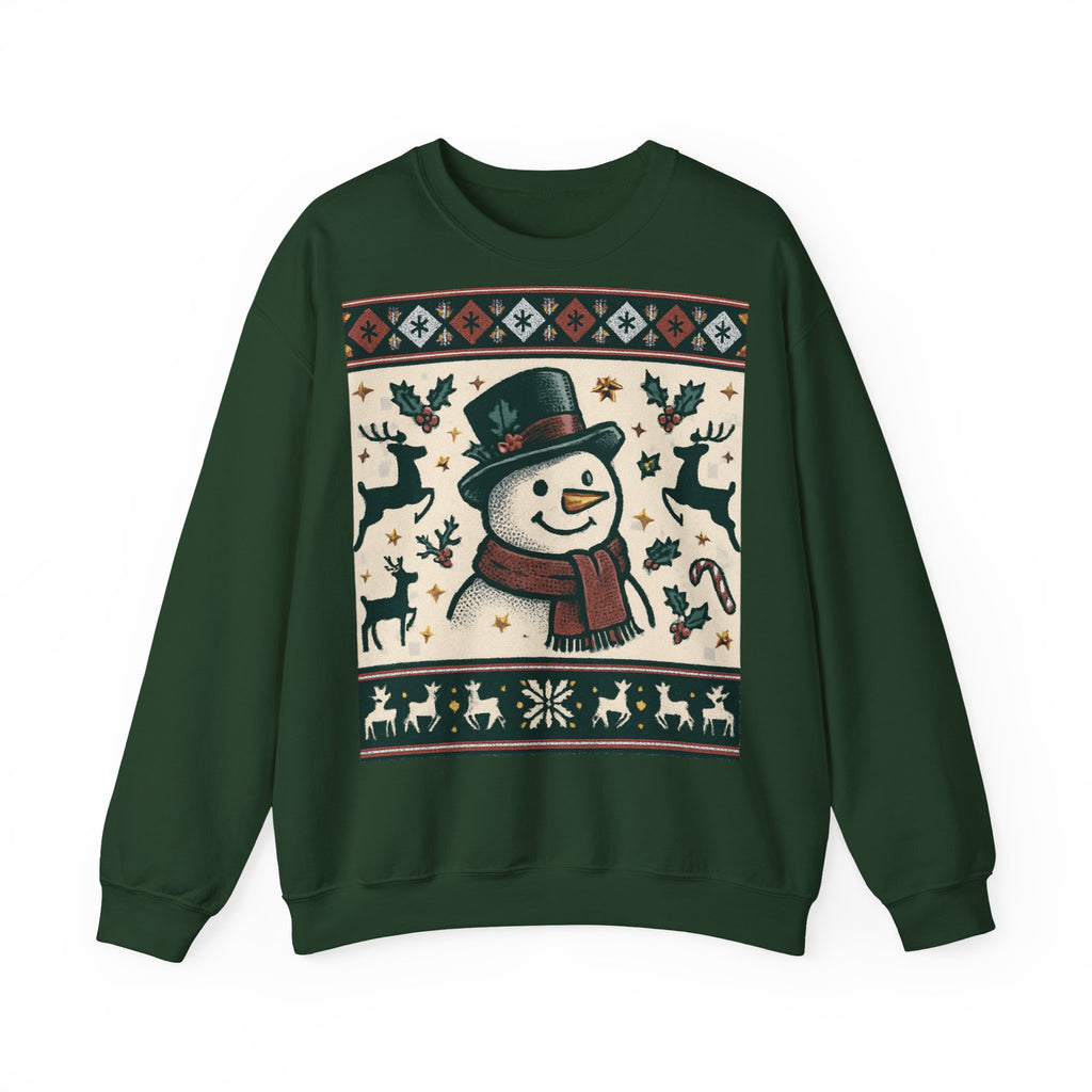 Snowman Christmas Sweatshirt — Festive Holiday Reindeer & Snowflake Crewneck