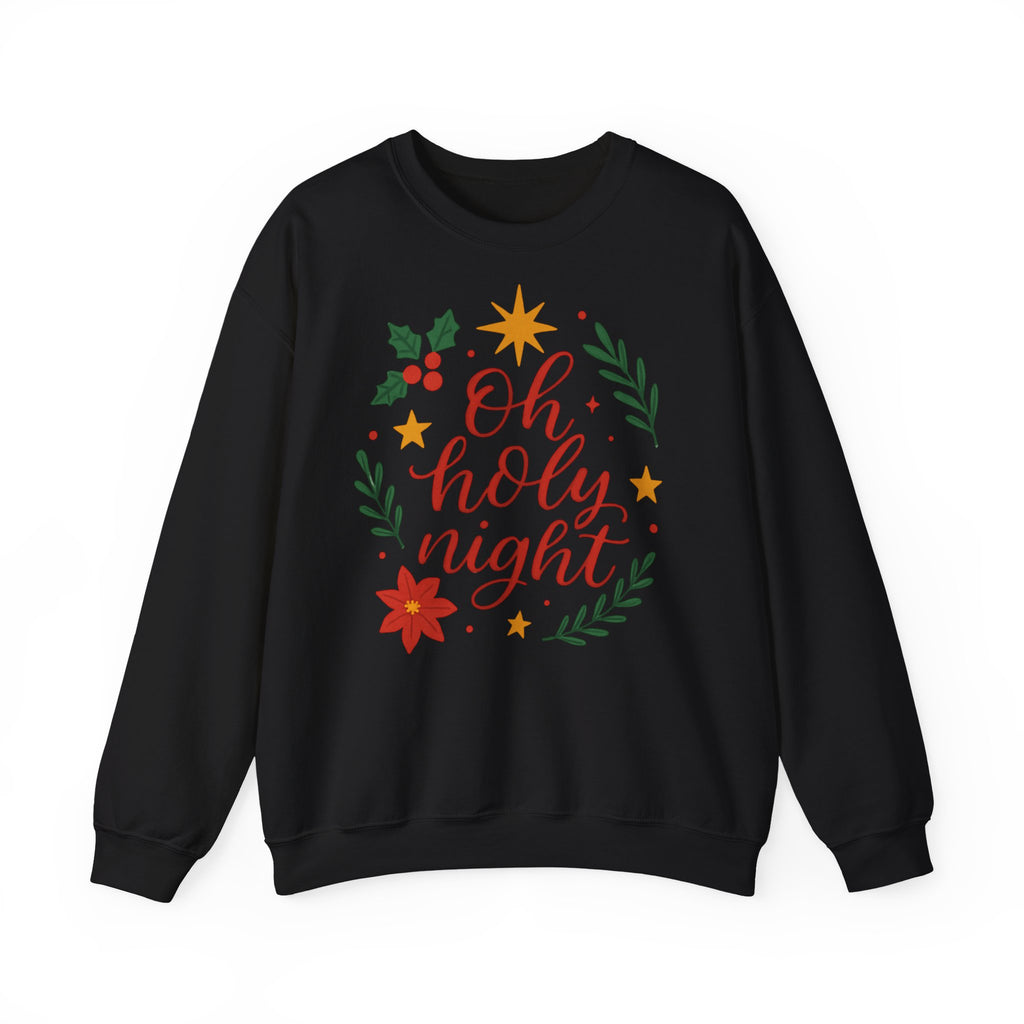 Oh Holy Night Sweatshirt — Christmas Wreath Holiday Crewneck