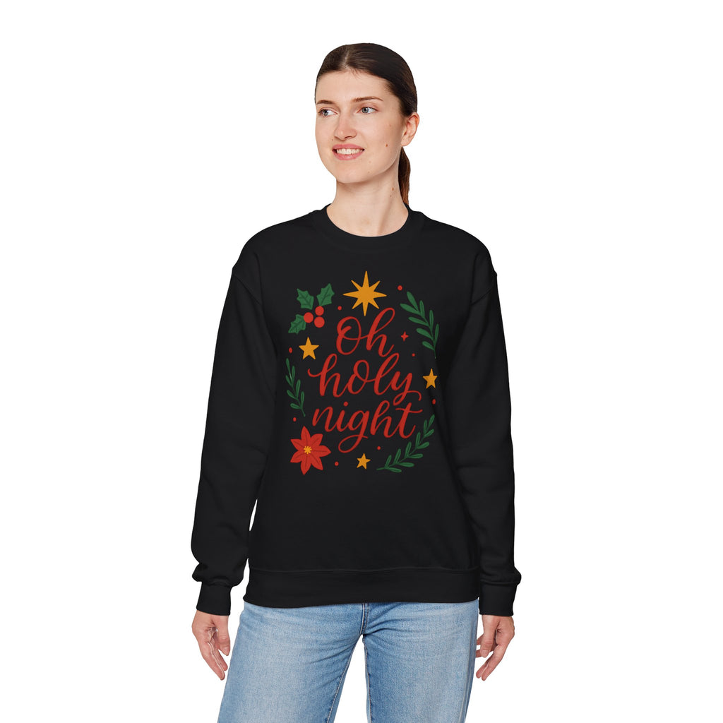 Oh Holy Night Sweatshirt — Christmas Wreath Holiday Crewneck