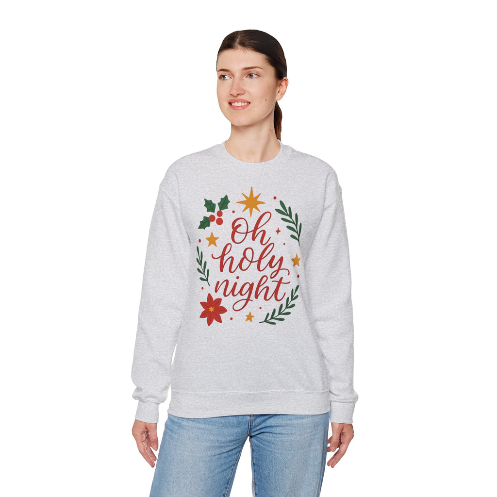 Oh Holy Night Sweatshirt — Christmas Wreath Holiday Crewneck
