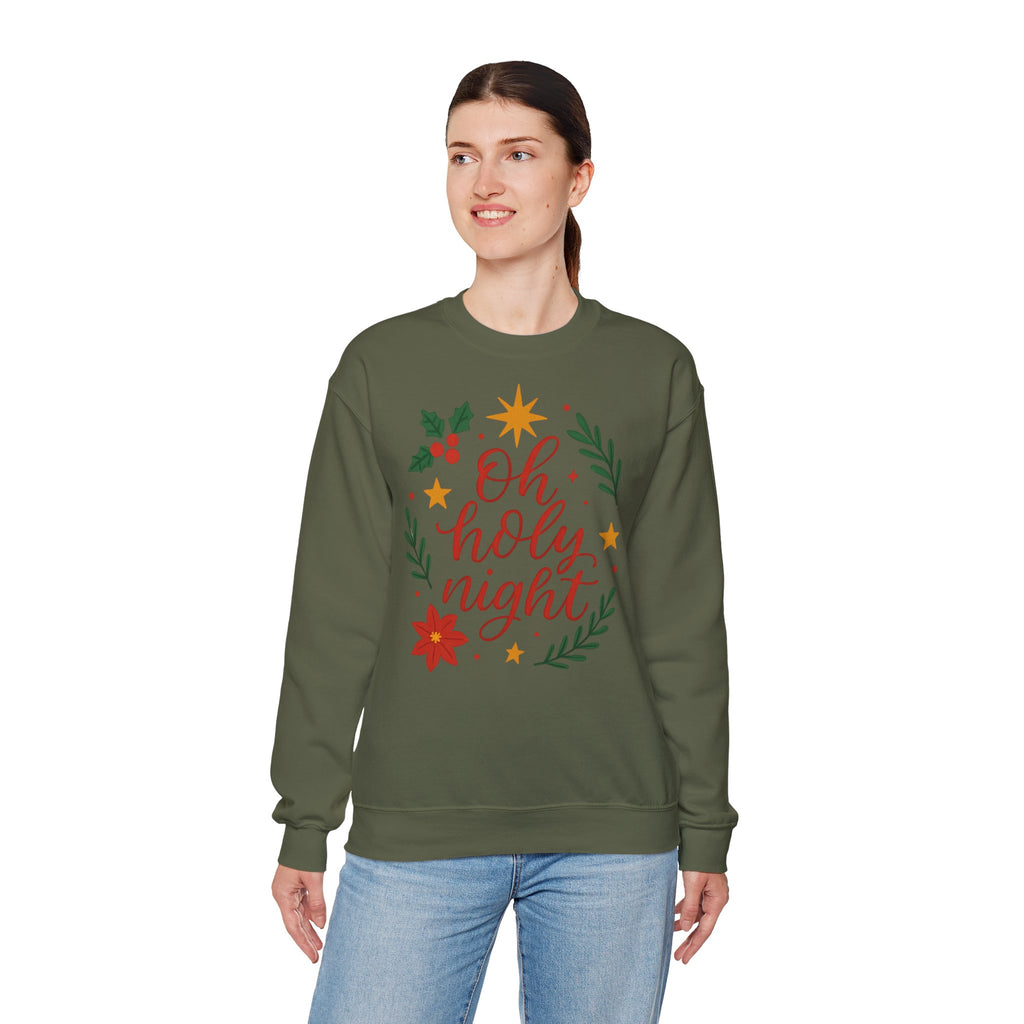 Oh Holy Night Sweatshirt — Christmas Wreath Holiday Crewneck