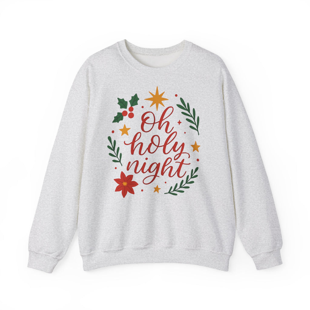 Oh Holy Night Sweatshirt — Christmas Wreath Holiday Crewneck