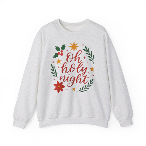 Oh Holy Night Sweatshirt — Christmas Wreath Holiday Crewneck