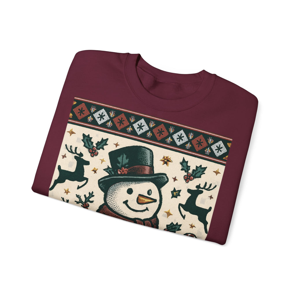 Snowman Christmas Sweatshirt — Festive Holiday Reindeer & Snowflake Crewneck