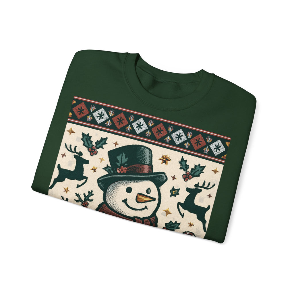 Snowman Christmas Sweatshirt — Festive Holiday Reindeer & Snowflake Crewneck